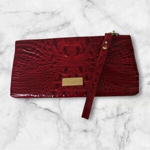 Brahmin Red Crocodile Textured Wristlet Clutch